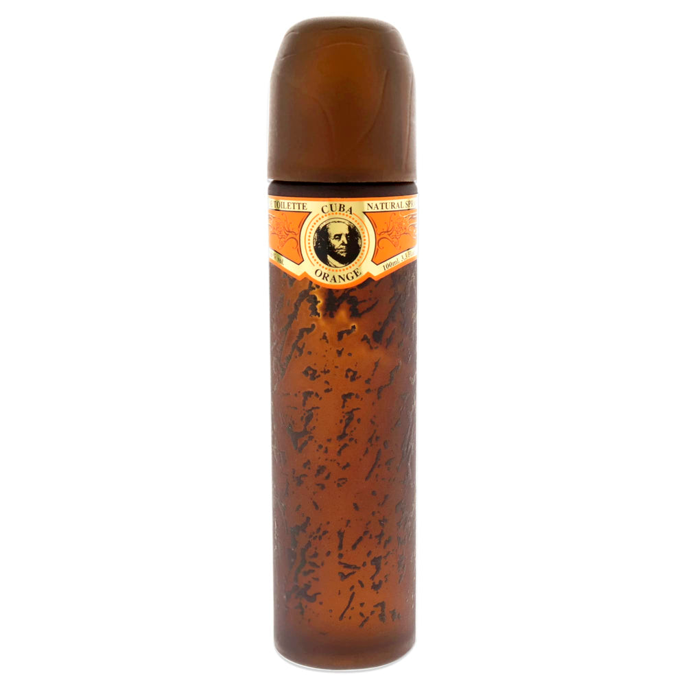 Back label on Cuba Orange EDT with origin notes