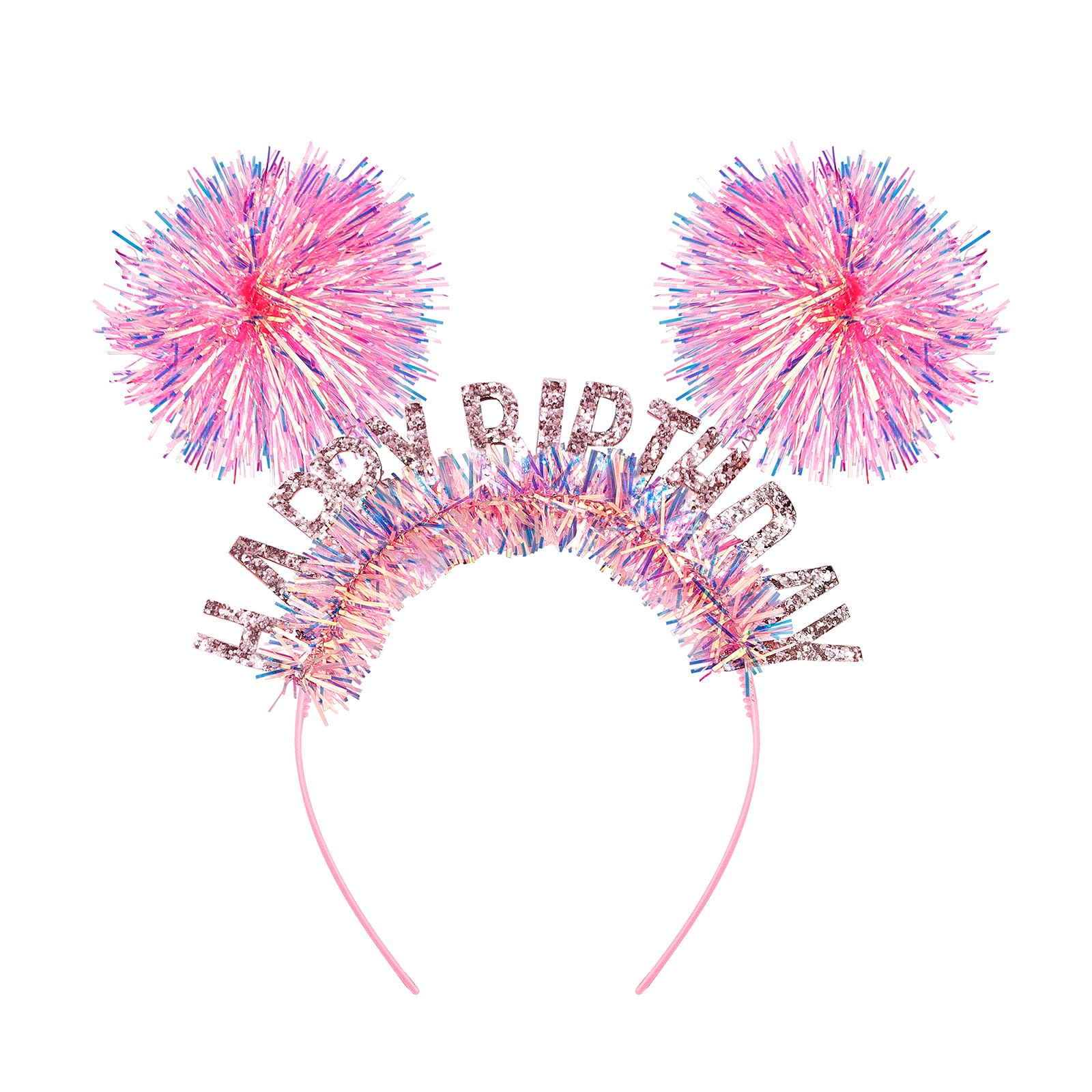 CUBACO birthday headband pink crown worn by an adult for festive party photos.