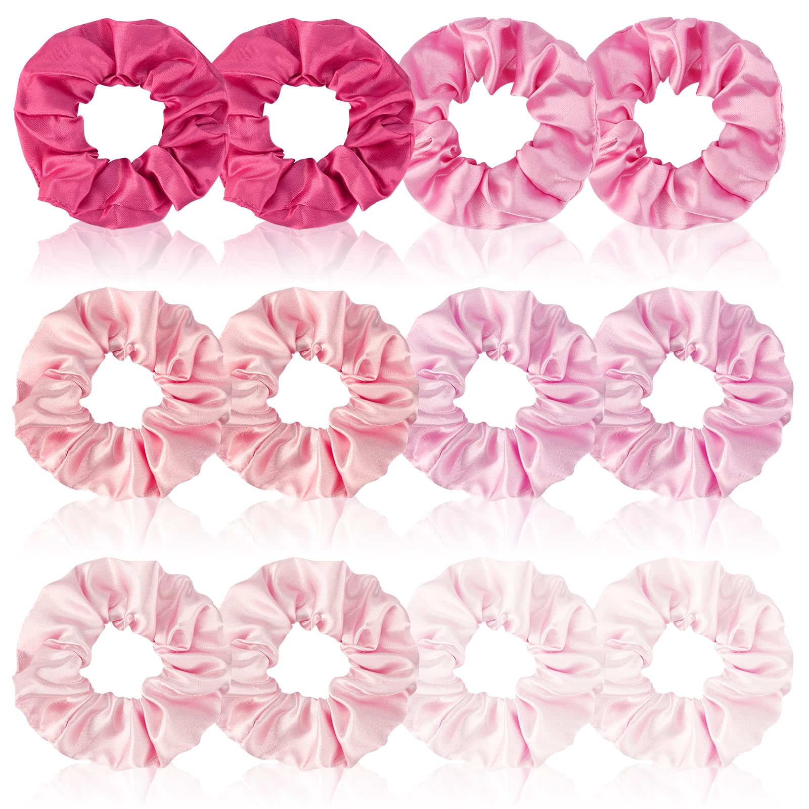 CUBACO satin scrunchies 12-pack close-up reveal silky texture for gentle hair styling