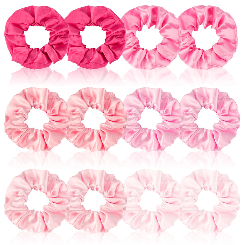 CUBACO satin scrunchies 12-pack close-up reveal silky texture for gentle hair styling