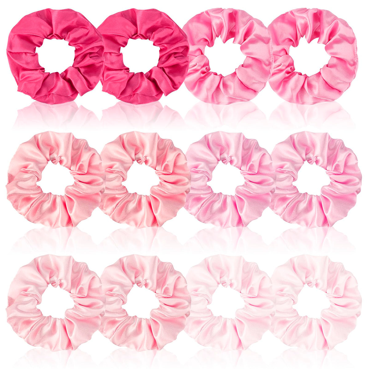 CUBACO satin scrunchies 12-pack close-up reveal silky texture for gentle hair styling