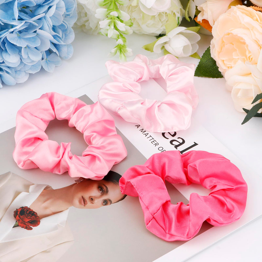CUBACO satin scrunchies close-up highlights soft texture