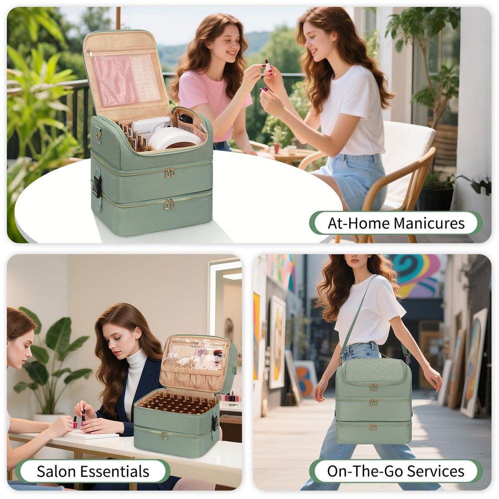 CUBETASTIC extra-large nail polish organizer embossed nylon provides durable construction.
