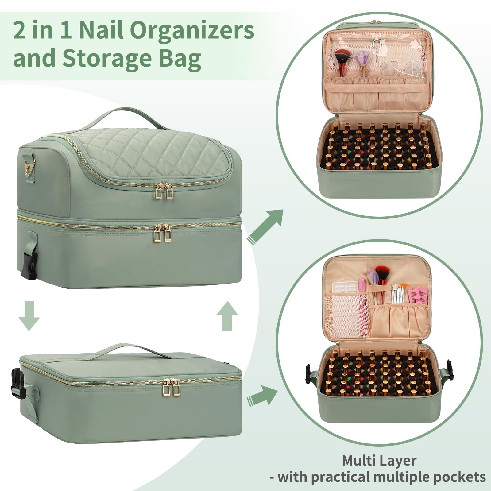 CUBETASTIC extra-large nail polish organizer shoulder-strap enables comfortable carrying.
