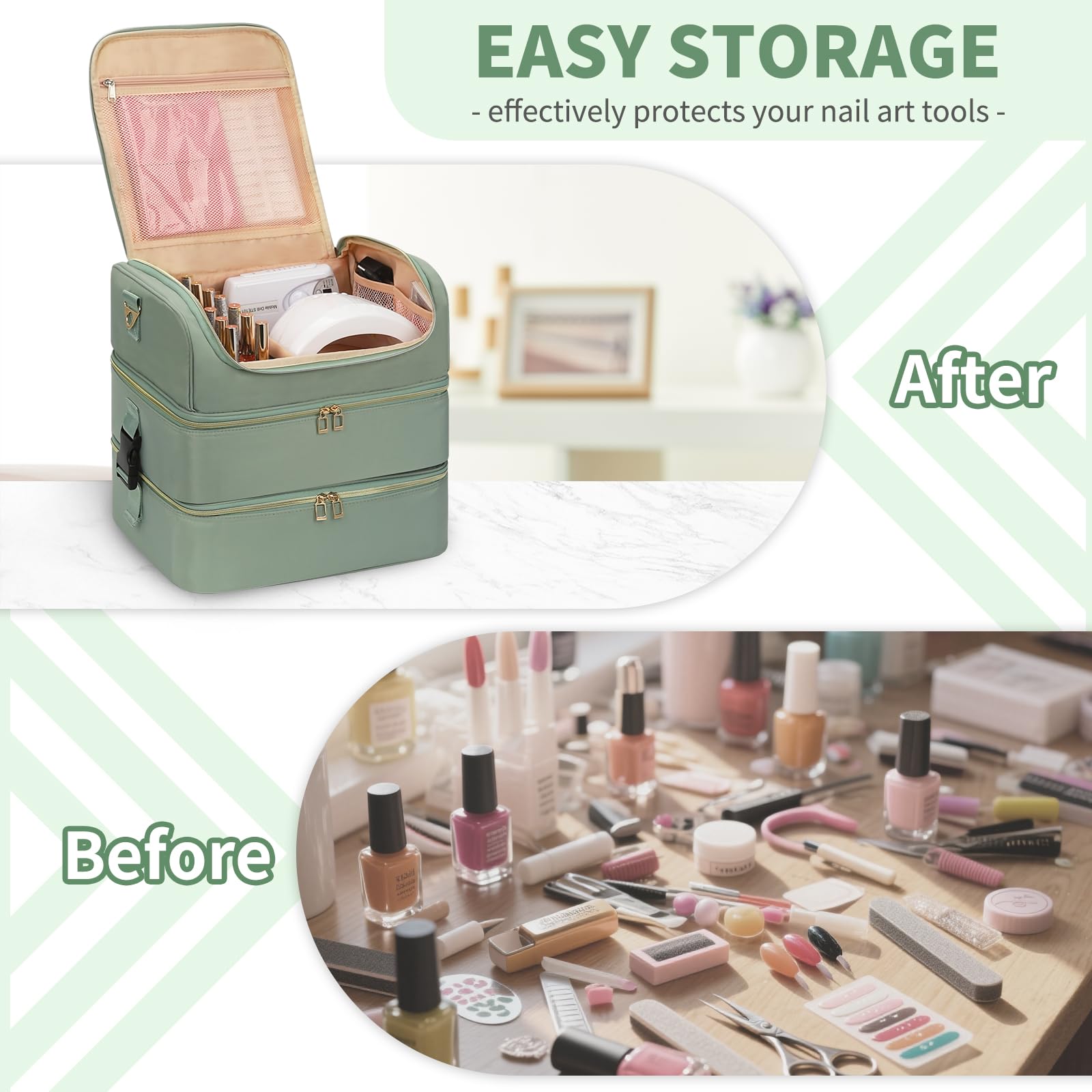 CUBETASTIC extra-large nail polish organizer side view highlighting portability for travel.