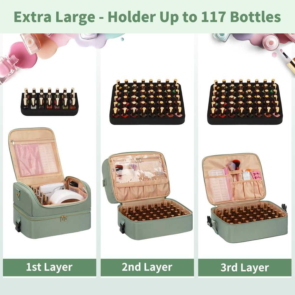 CUBETASTIC extra-large nail polish organizer three-layer design keeps bottles organized.