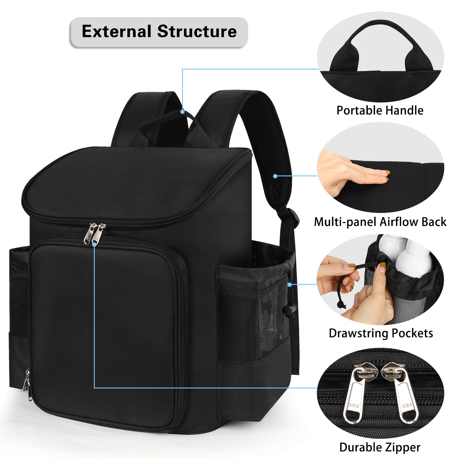 Cubetastic hairstylist traveling backpack heat-resistant lining protects hot tools safely.