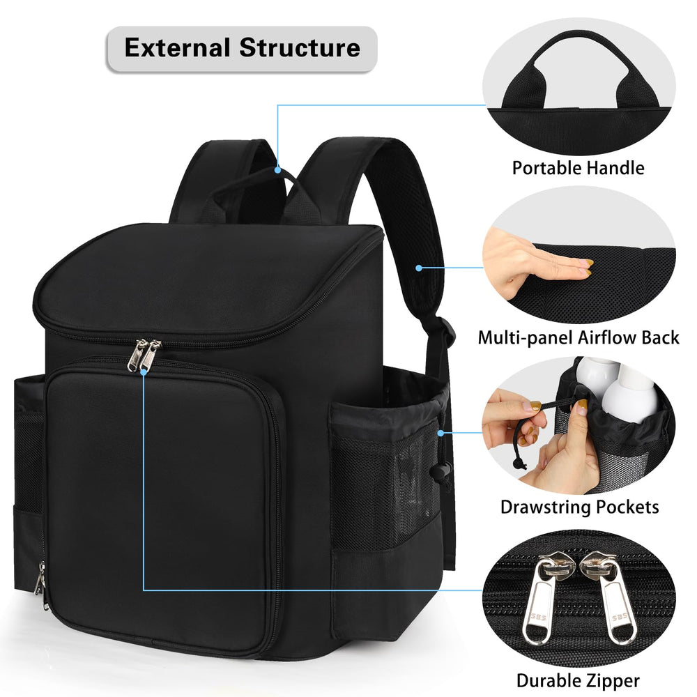Cubetastic hairstylist traveling backpack heat-resistant lining protects hot tools safely.