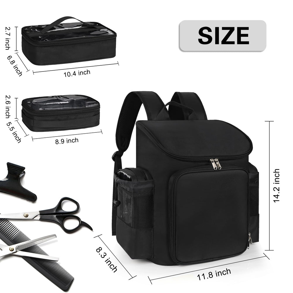 Cubetastic hairstylist traveling backpack makeup bags help keep cosmetics secure.