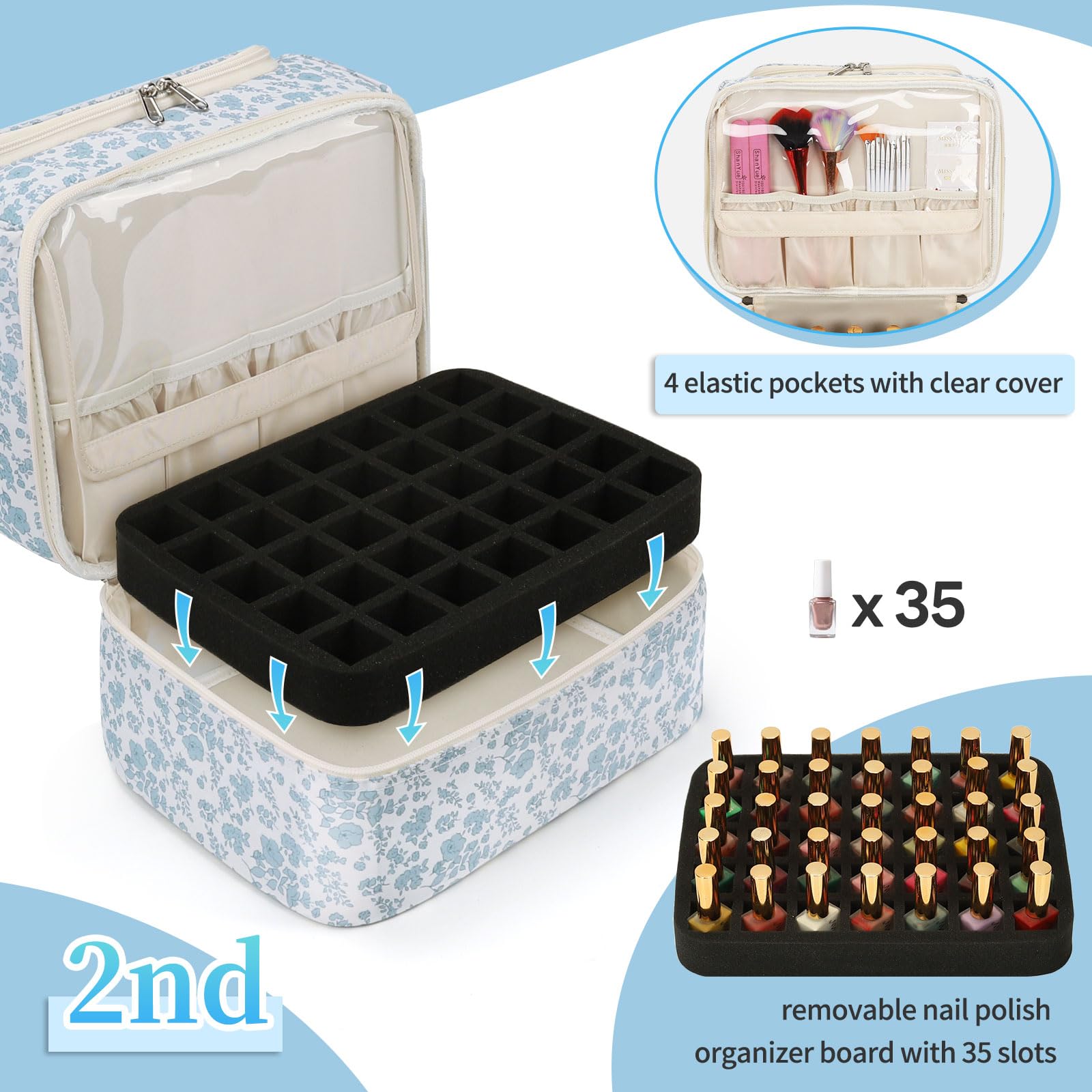 CUBETASTIC lower layer holds 35 bottles and 4 elastic pockets for tools