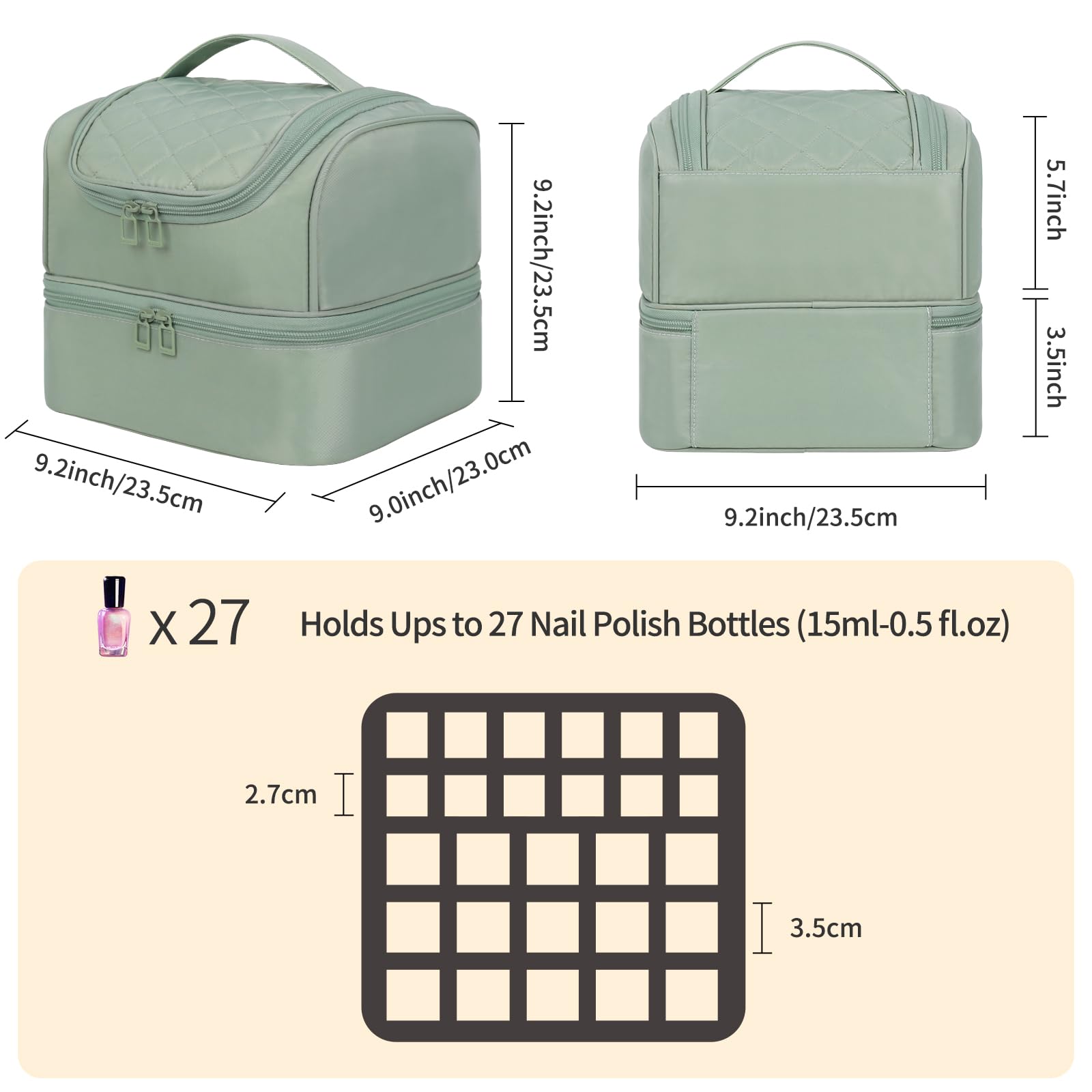 CUBETASTIC nail polish organizer case with 27 slots keeps bottles neatly organized
