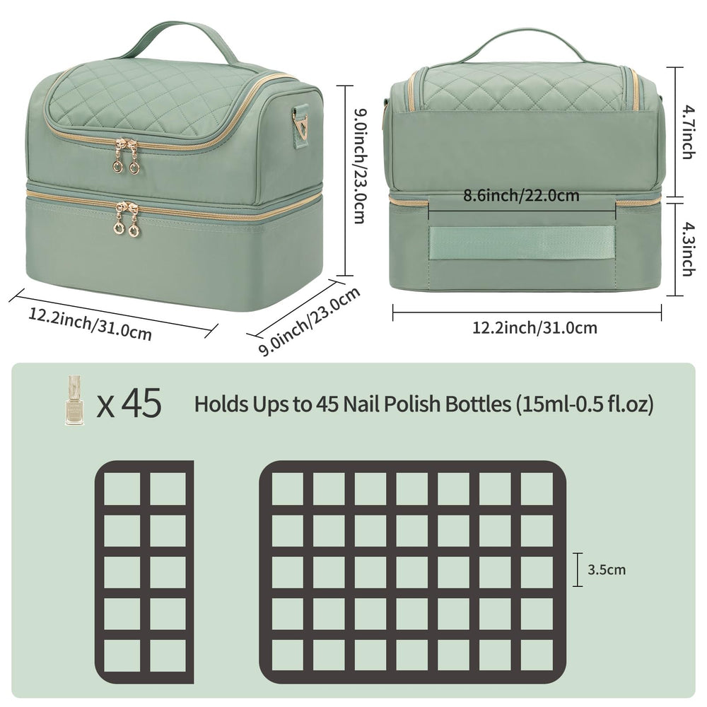 CUBETASTIC nail polish organizer case lower section holds 35 bottles neatly.