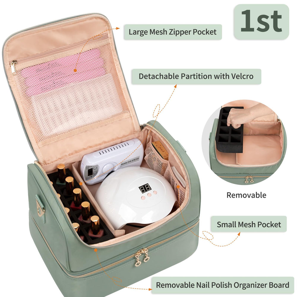 CUBETASTIC nail polish organizer case upper layer open view for quick access.