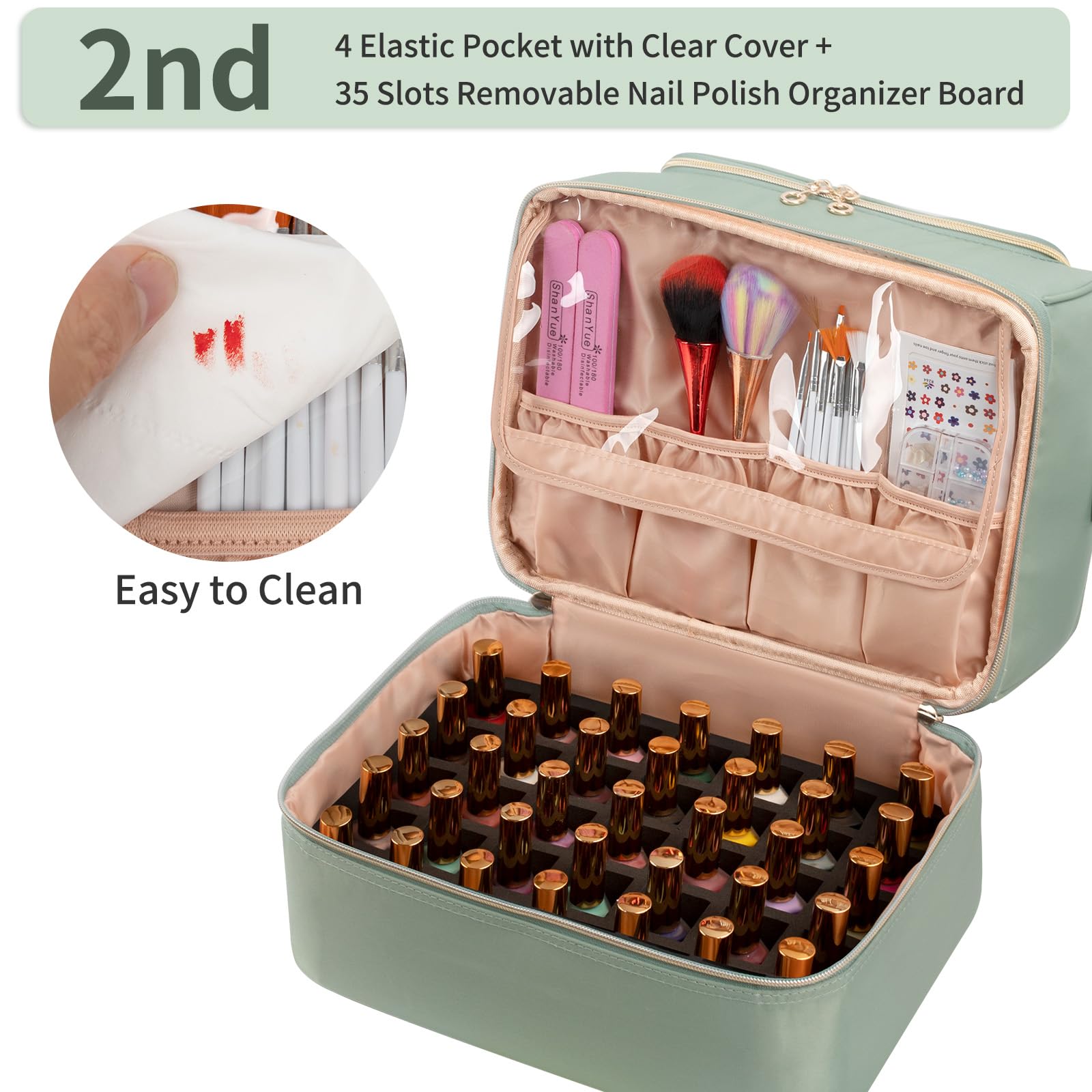 CUBETASTIC nail polish organizer case 10-slot board enables faster polish selection.