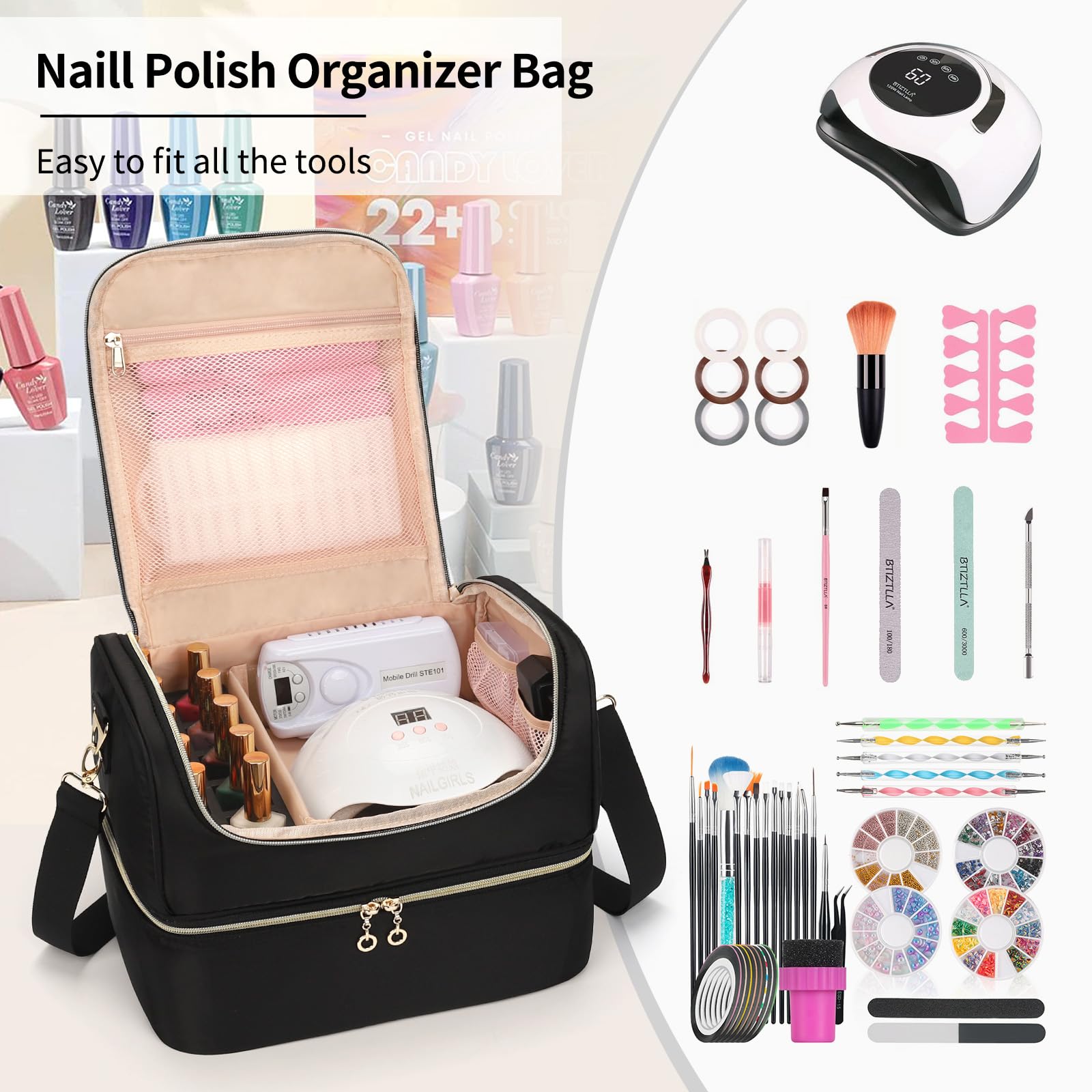 Cubetastic Nail Polish Organizer color options highlight style.
