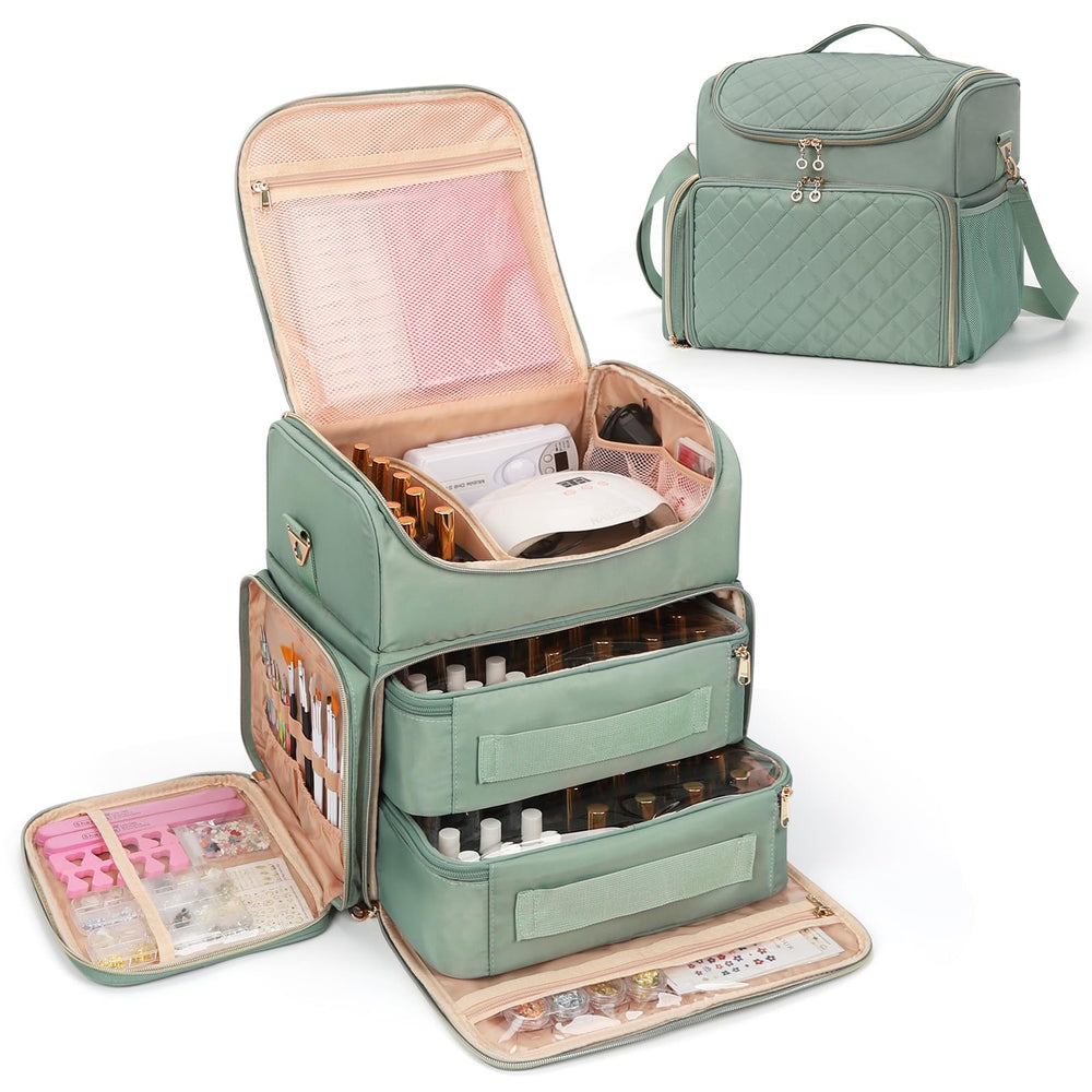 CUBETASTIC extra large nail polish organizer green front view ideal for storing many polishes.