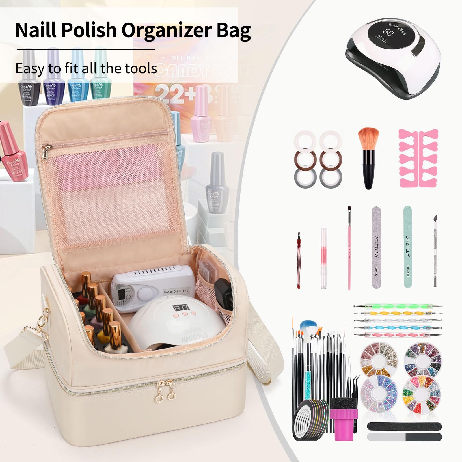 CUBETASTIC organizer in use demonstrating organized tools and bottles