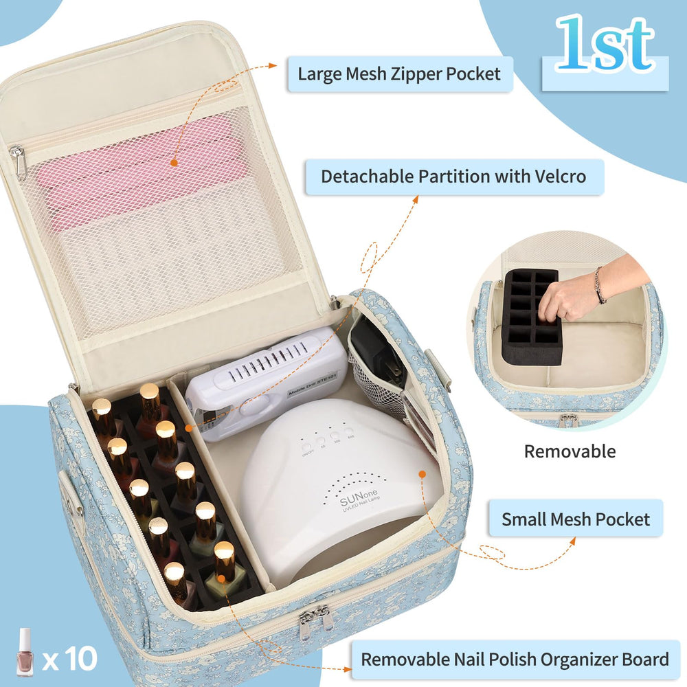 CUBETASTIC organizer with lamp slot fits LED nail lamp for travel setups