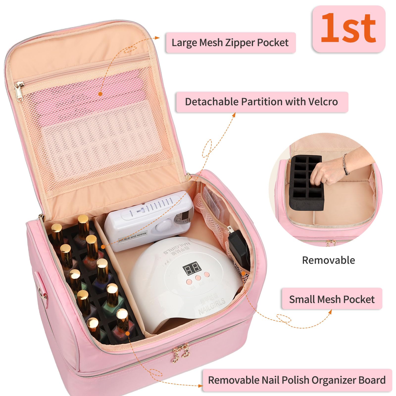 CUBETASTIC pink travel case with luggage strap; convenient airport-ready transport