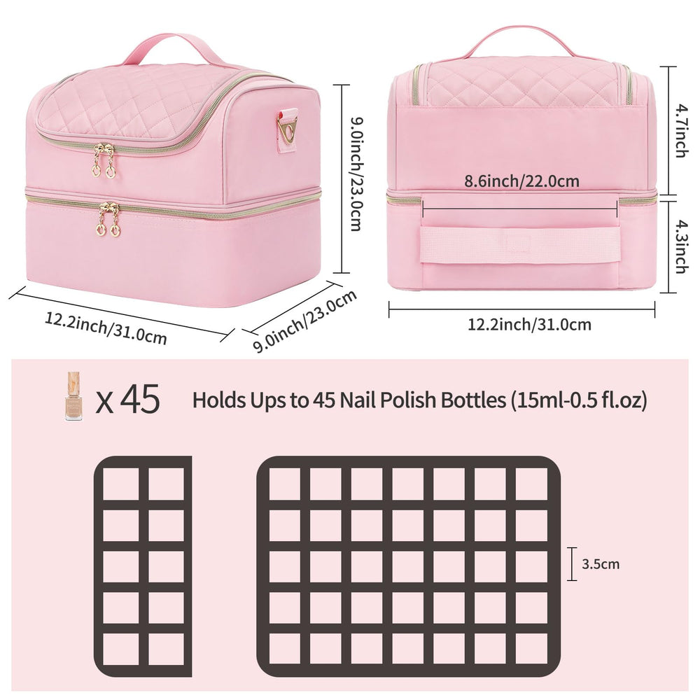 CUBETASTIC pink organizer open layers; 10-slot board for easy polish access