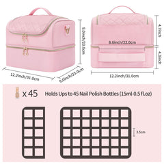 CUBETASTIC pink organizer open layers; 10-slot board for easy polish access