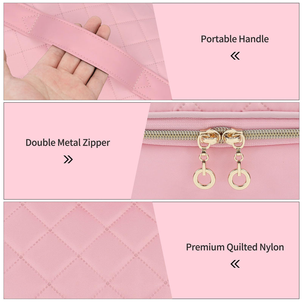 CUBETASTIC pink travel case; adjustable strap supports hands-free carrying