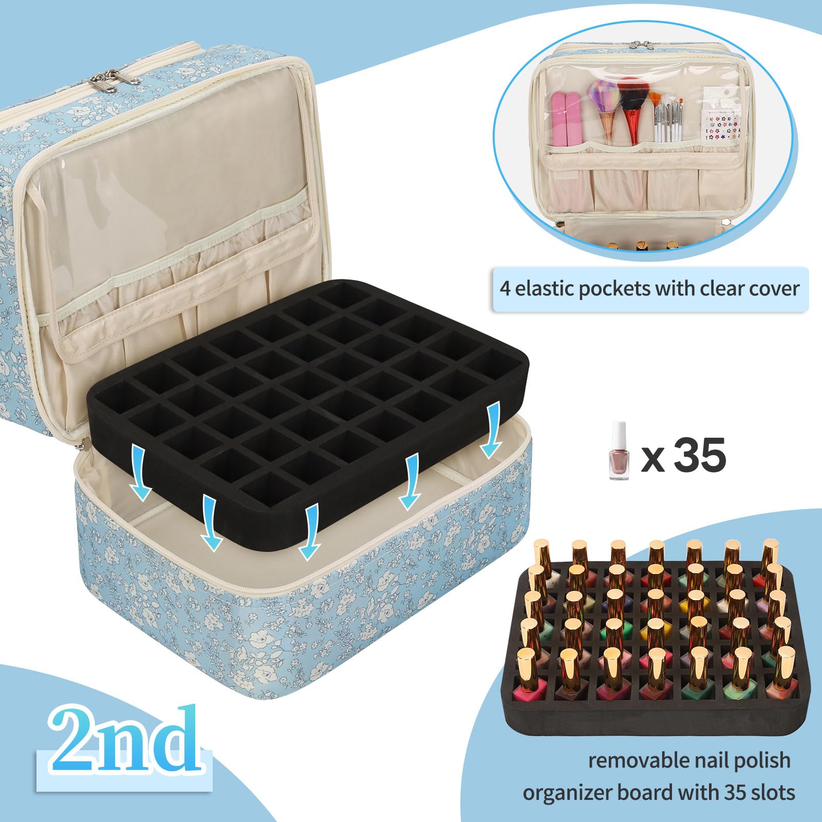 CUBETASTIC lower layer holds 35 bottles and elastic pockets for tools