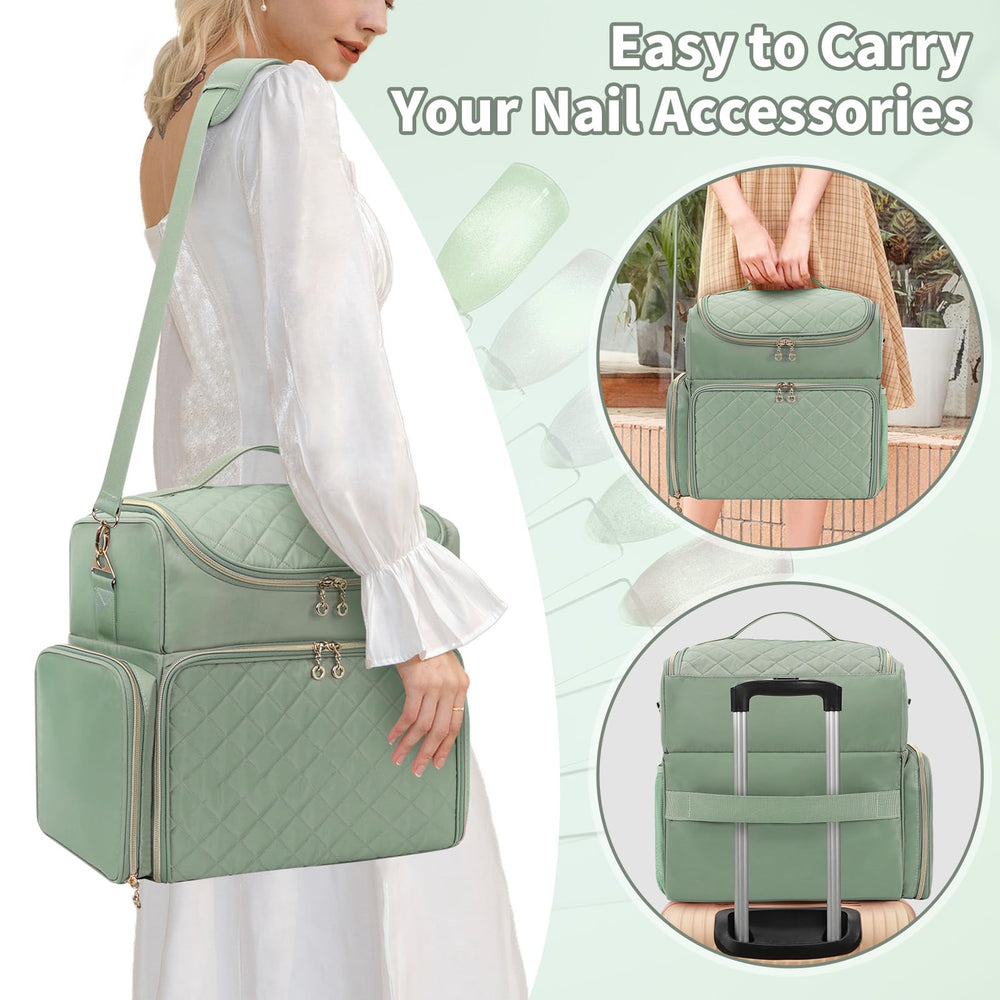 CUBETASTIC portable travel box with a handle, luggage strap, and adjustable shoulder strap.