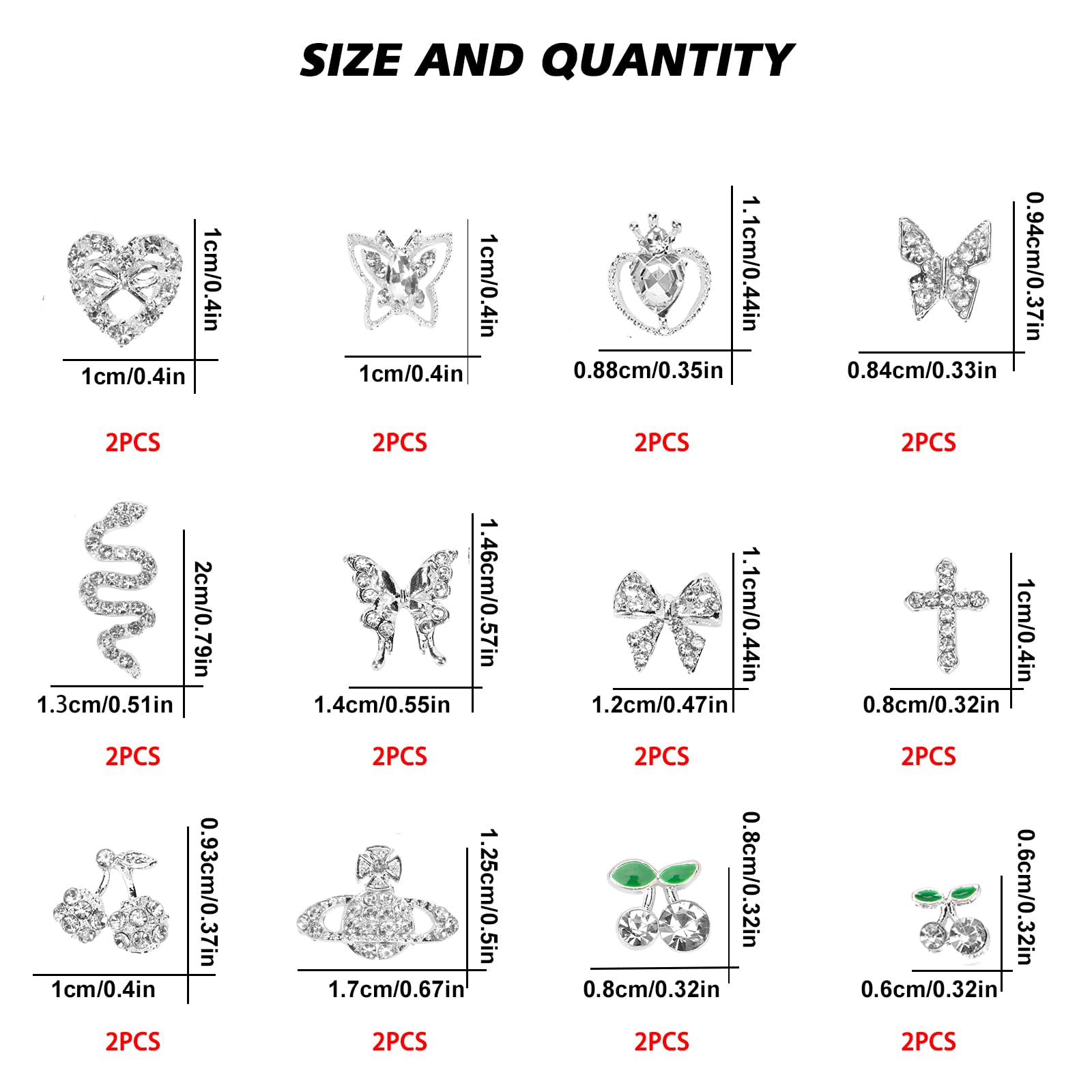CUBLIVE butterfly nail charm with rhinestones for glamorous nails.
