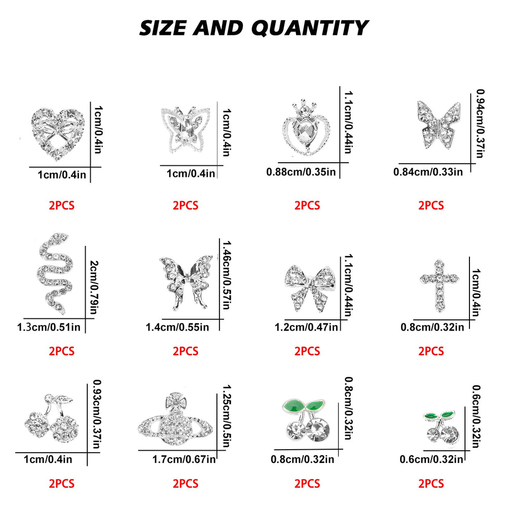 CUBLIVE butterfly nail charm with rhinestones for glamorous nails.