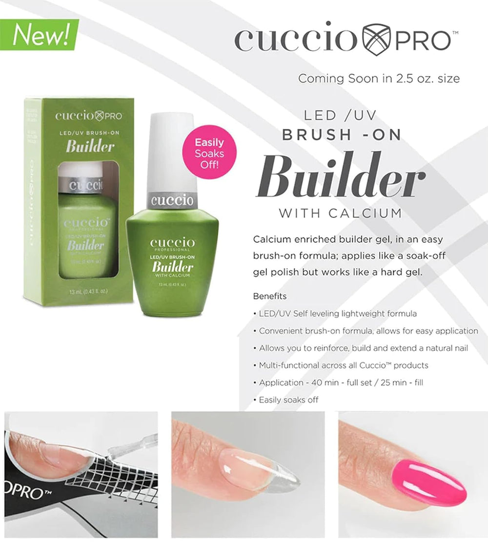 Cuccio LED/UV curing-compatible set for quick, versatile nail service.