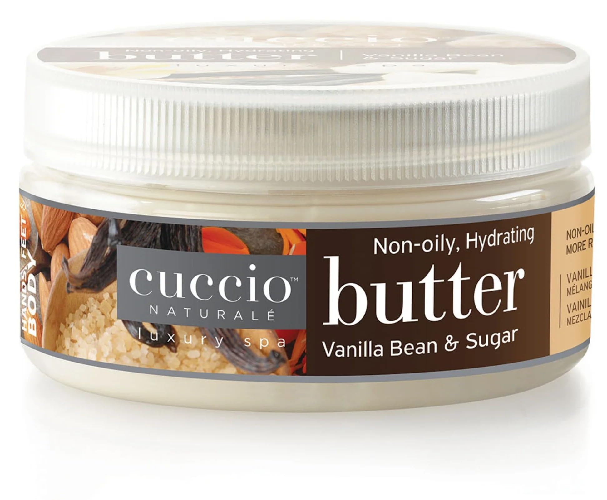 Cuccio Naturale Butter Blend Vanilla Bean & Sugar jar close-up showing hydrating texture