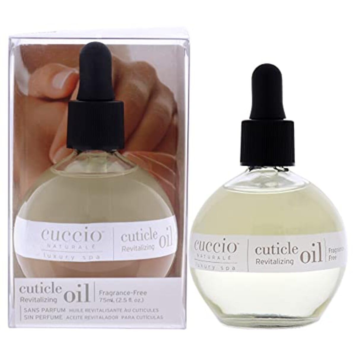 Cuccio Naturale Fragrance-free label signaling clean, paraben-free, cruelty-free formulation