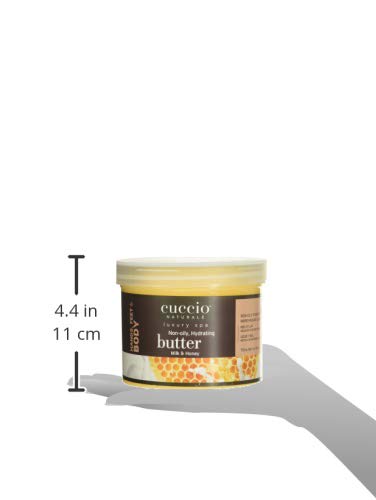 Cuccio Naturale Milk & Honey Butter Blend close-up shows creamy texture for post-exfoliation moisture.