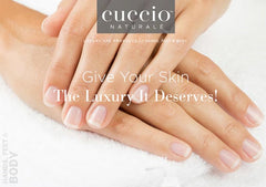 Cuccio Naturale Milk and Honey swirl on cream, highlighting smooth texture ideal for fast absorption.
