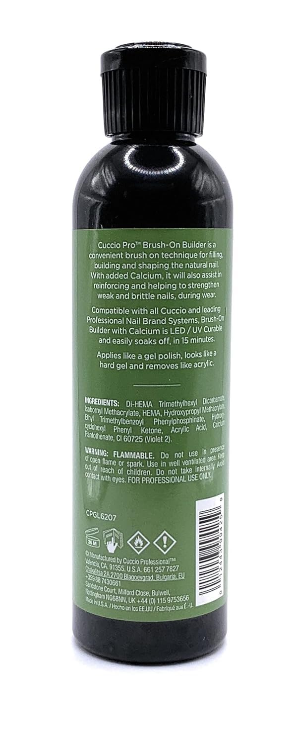 Cuccio Pro Brush-On Builder Gel brush demonstrates easy brush-on application for efficient nail services.