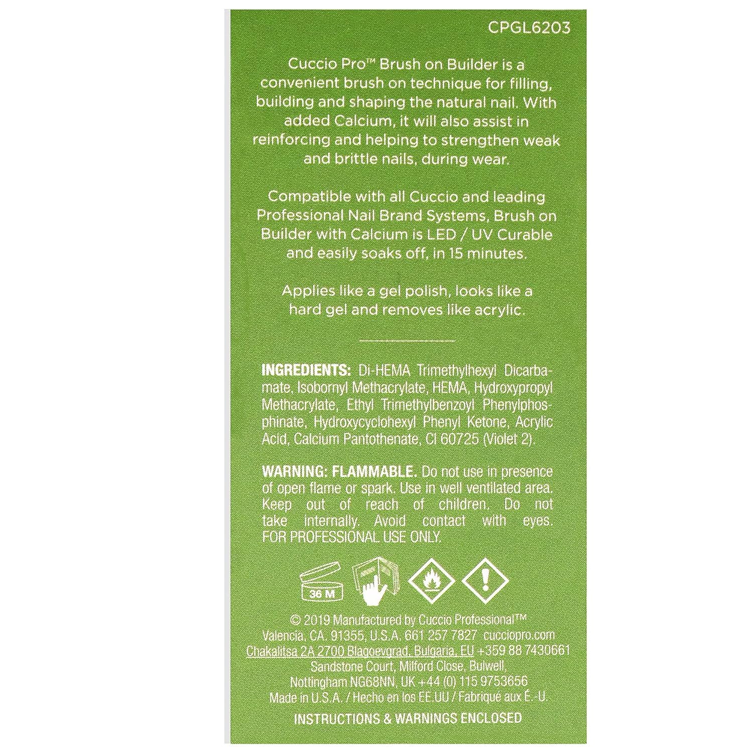Cuccio Pro Builder Gel in clear 0.43oz showcases professional-grade gel polish.