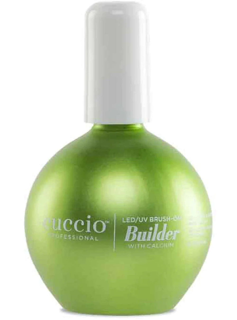 Cuccio Pro LED-UV Builder Gel with Calcium bottle close-up showing calcium reinforcement for nails
