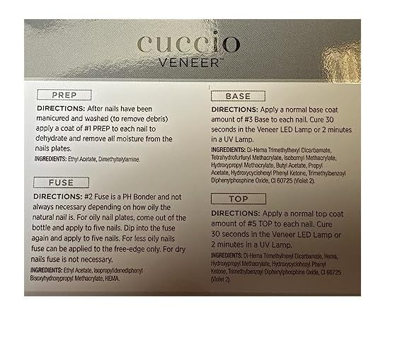 Cuccio Veneer application guide demonstrates easy at-home or salon use.