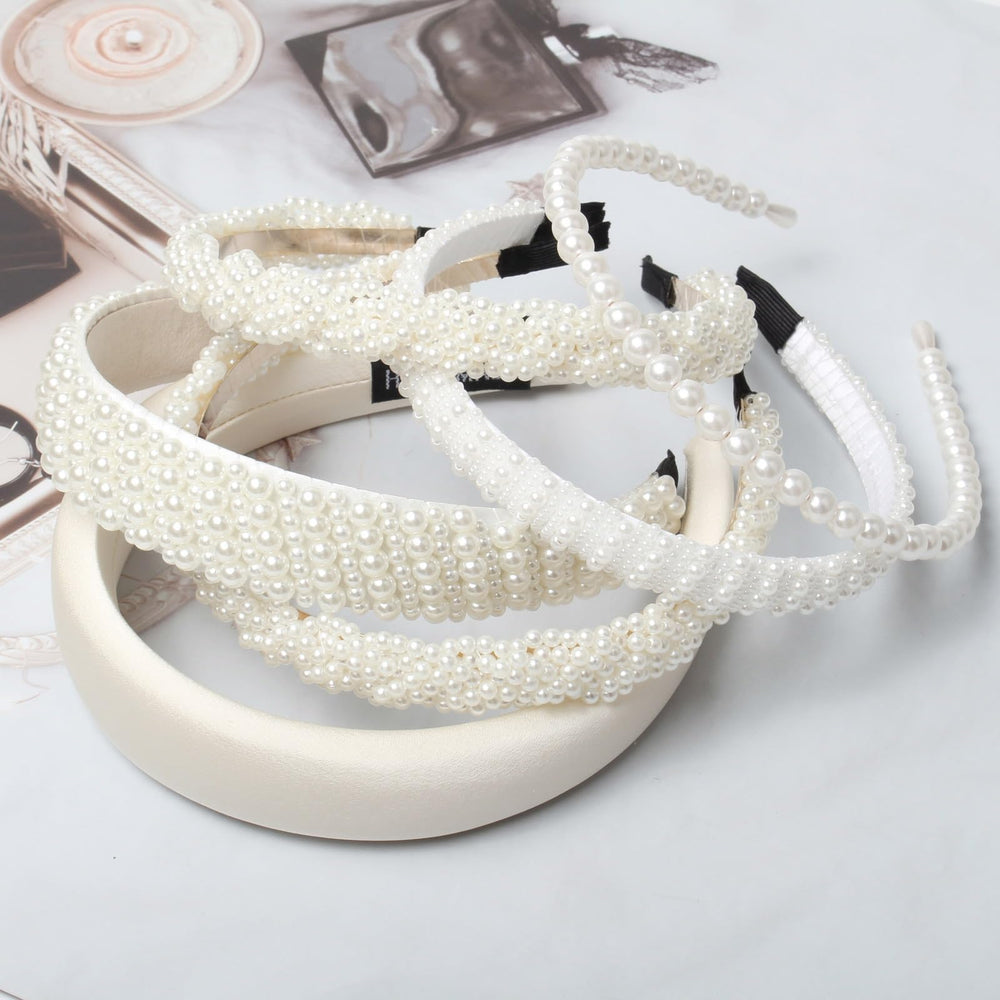 Cuizhiyu white pearl headbands beads detail shows 0.8mm beads for subtle sparkle