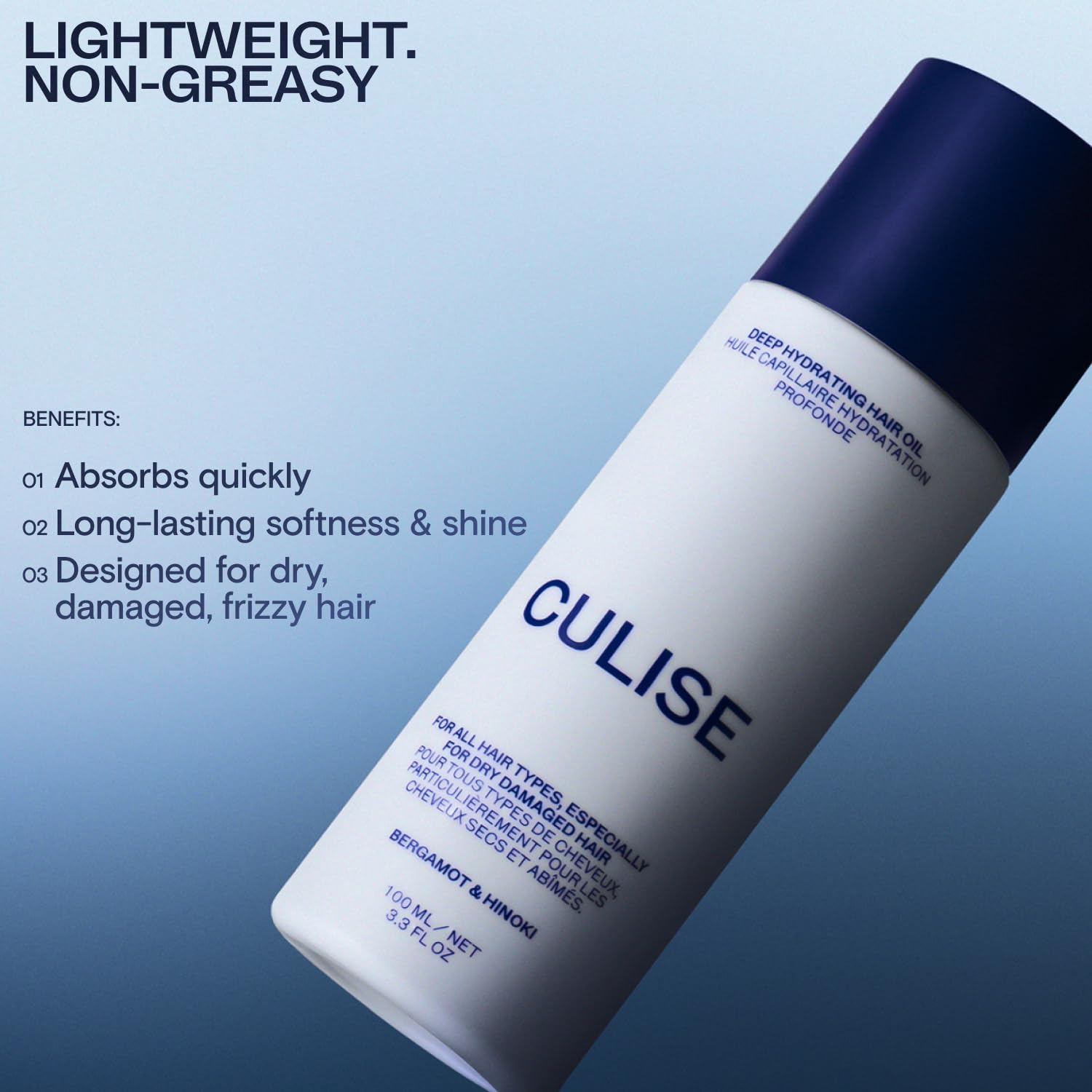 CULISE hair oil shine finish adds a glossy, healthy-looking sheen