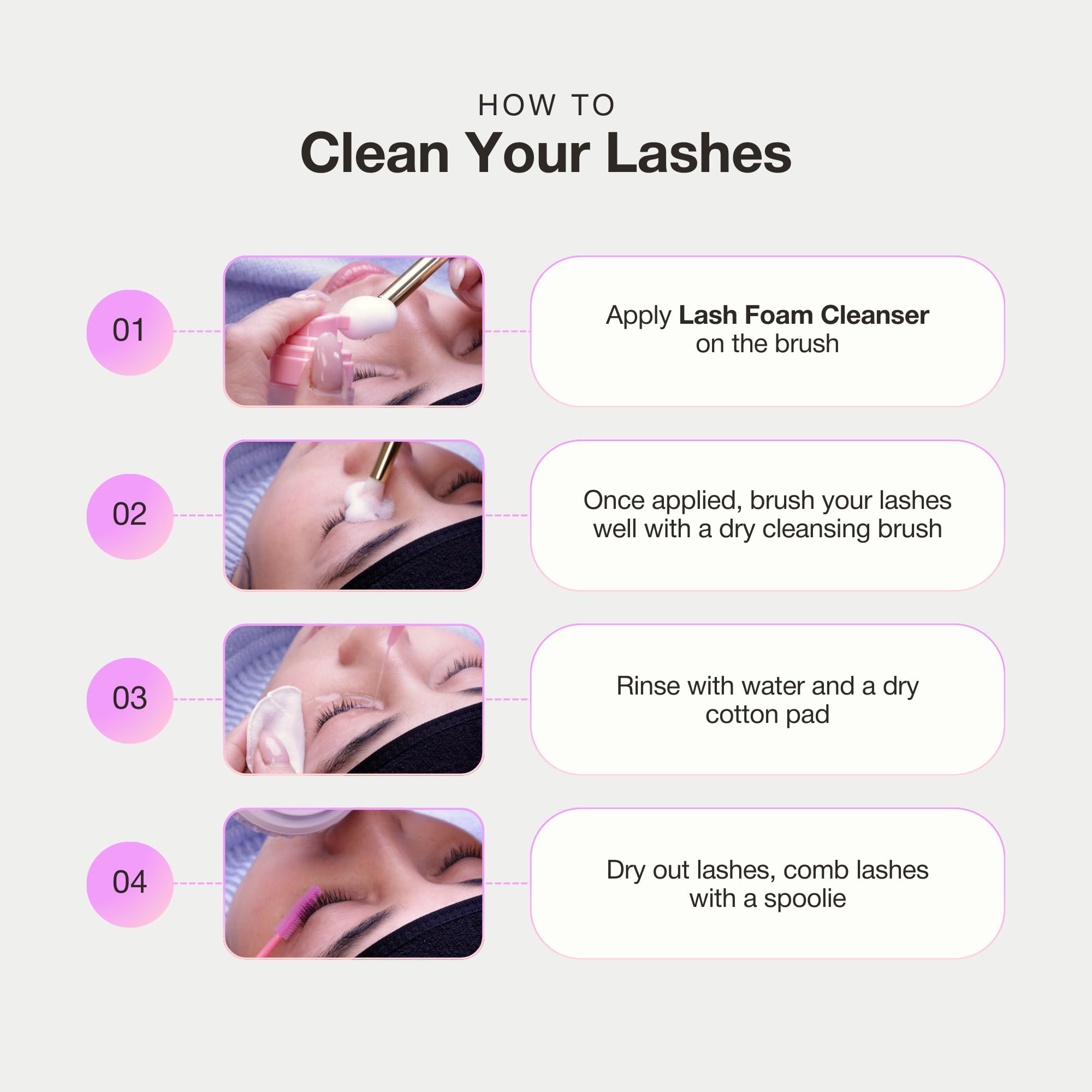CURACORO applying-cleanser-to-lashes showing practical home-use cleansing routine.