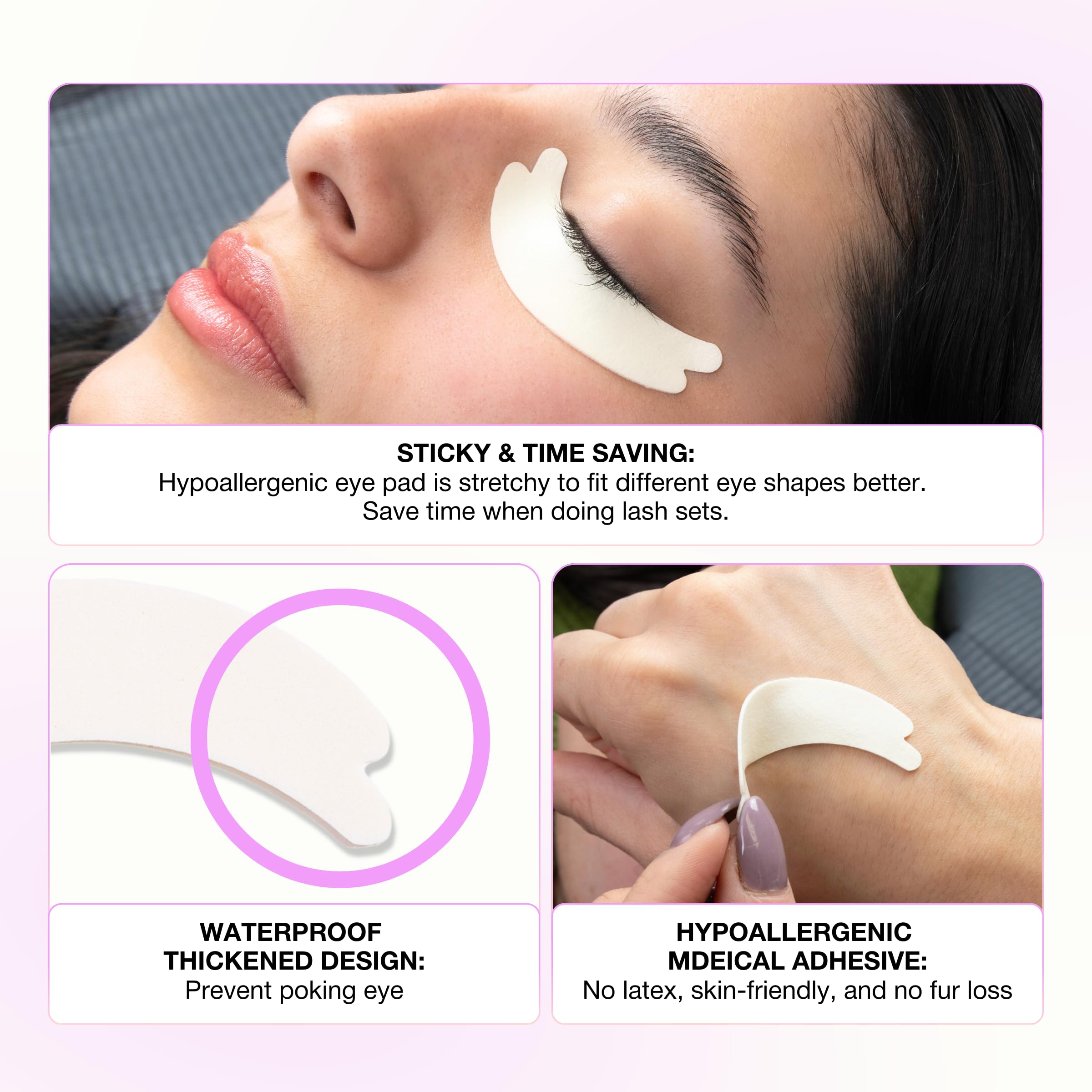 Curacoro eye pads adhesion sticky design demonstrates non-slip hold on oily skin.