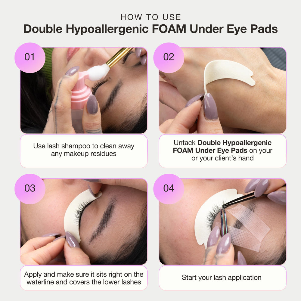 Curacoro eye pads for professional use show versatile use in lash extensions.