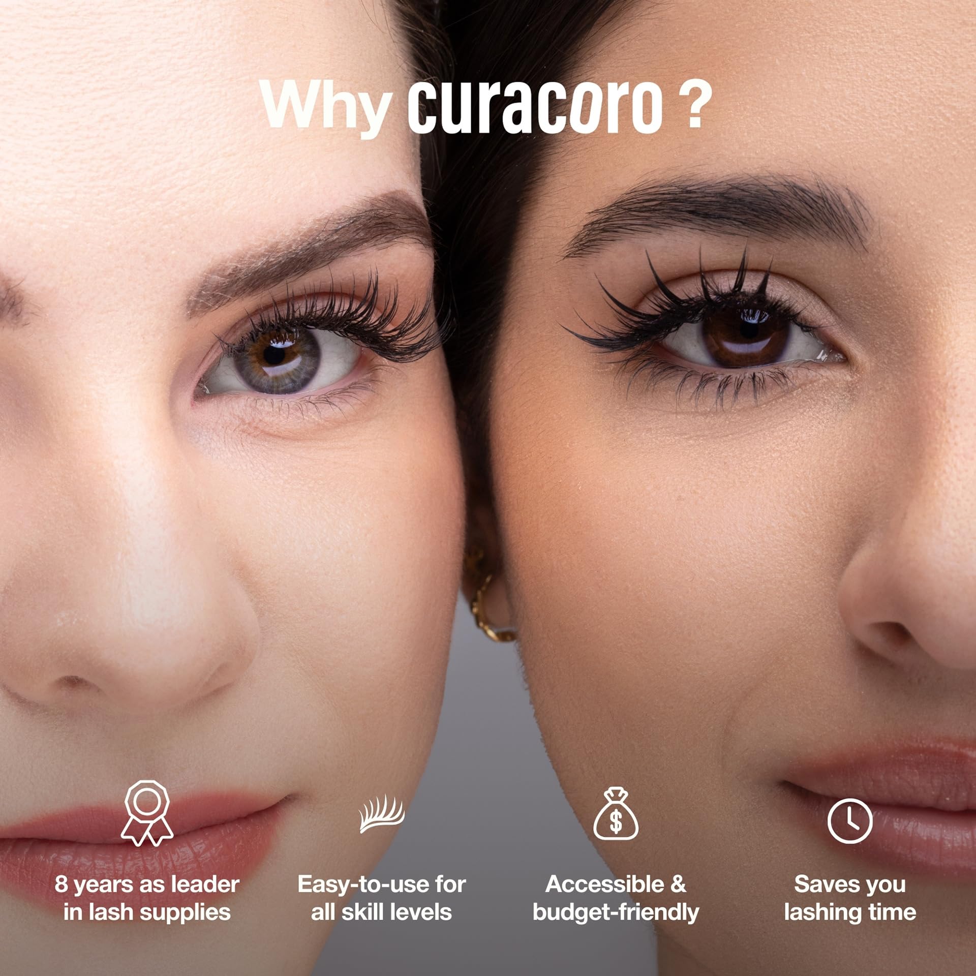 CURACORO eyelash glue black bottle close-up for dramatic, long-lasting lashes.