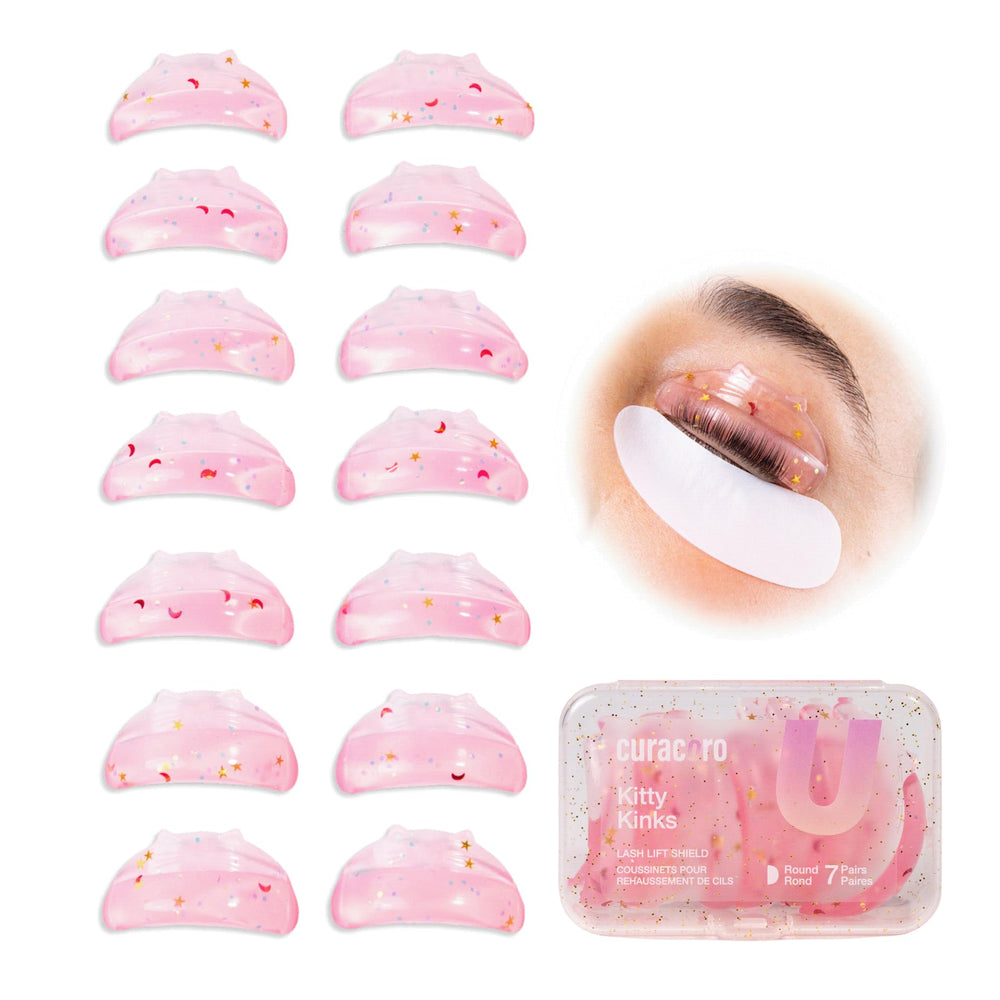 Curacoro lash lift shields in 14 pieces across 7 sizes for versatile curl options.