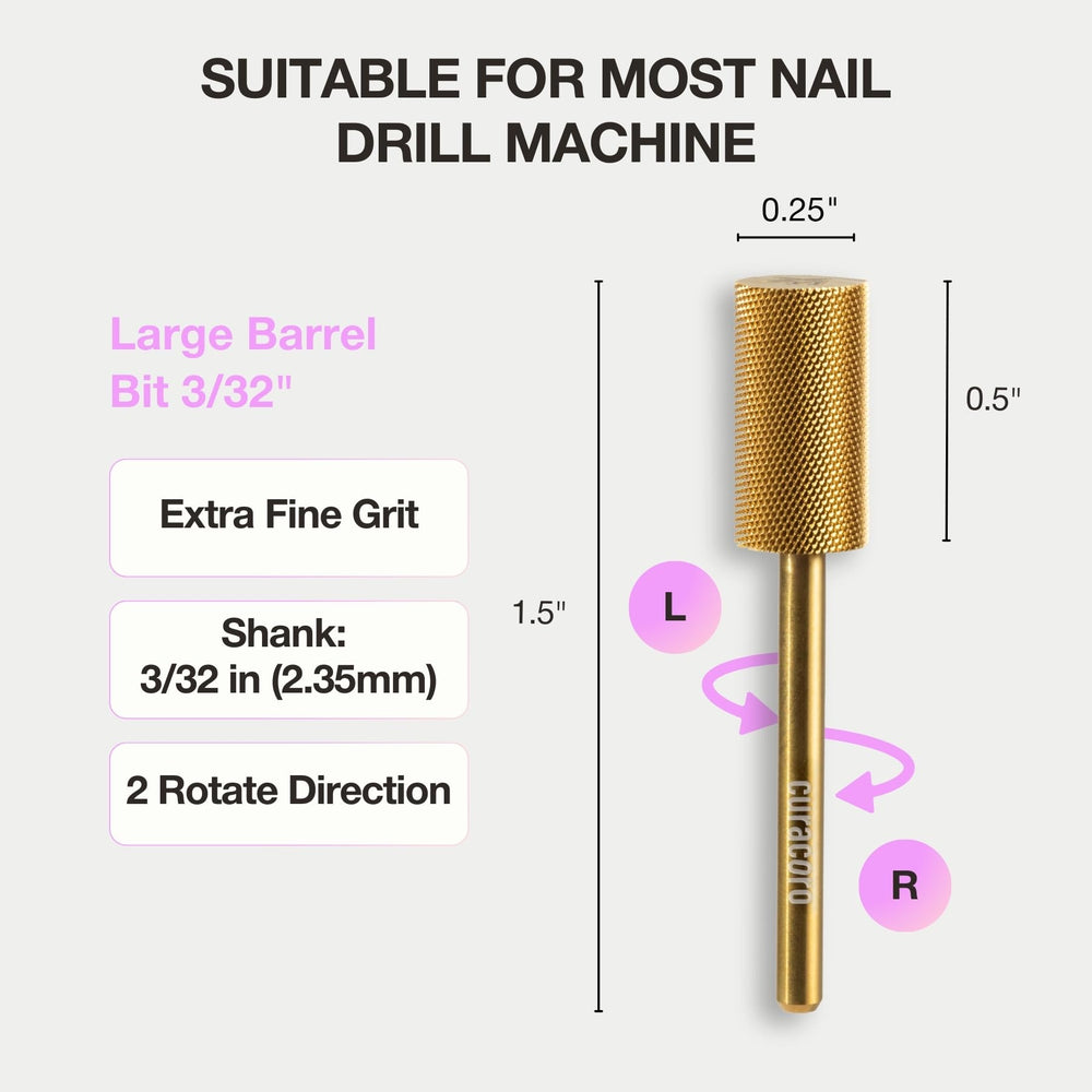 Curacoro extra-fine carbide tip excels at delicate refinements in nail enhancements.