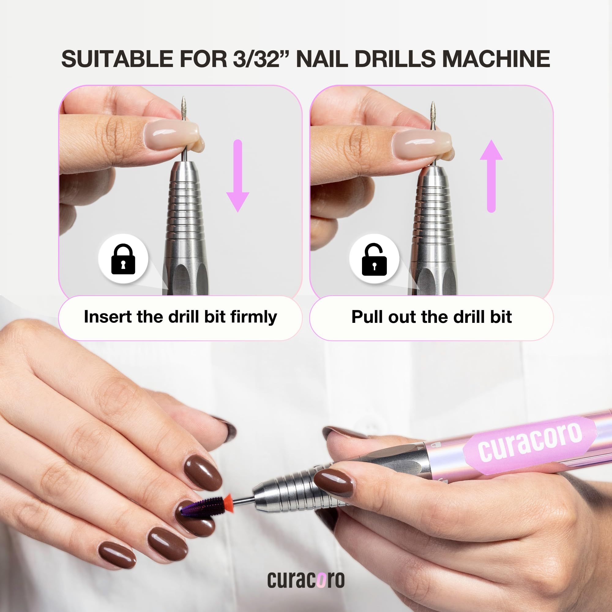 CURACORO salon-grade tool shown for professional finished nails.