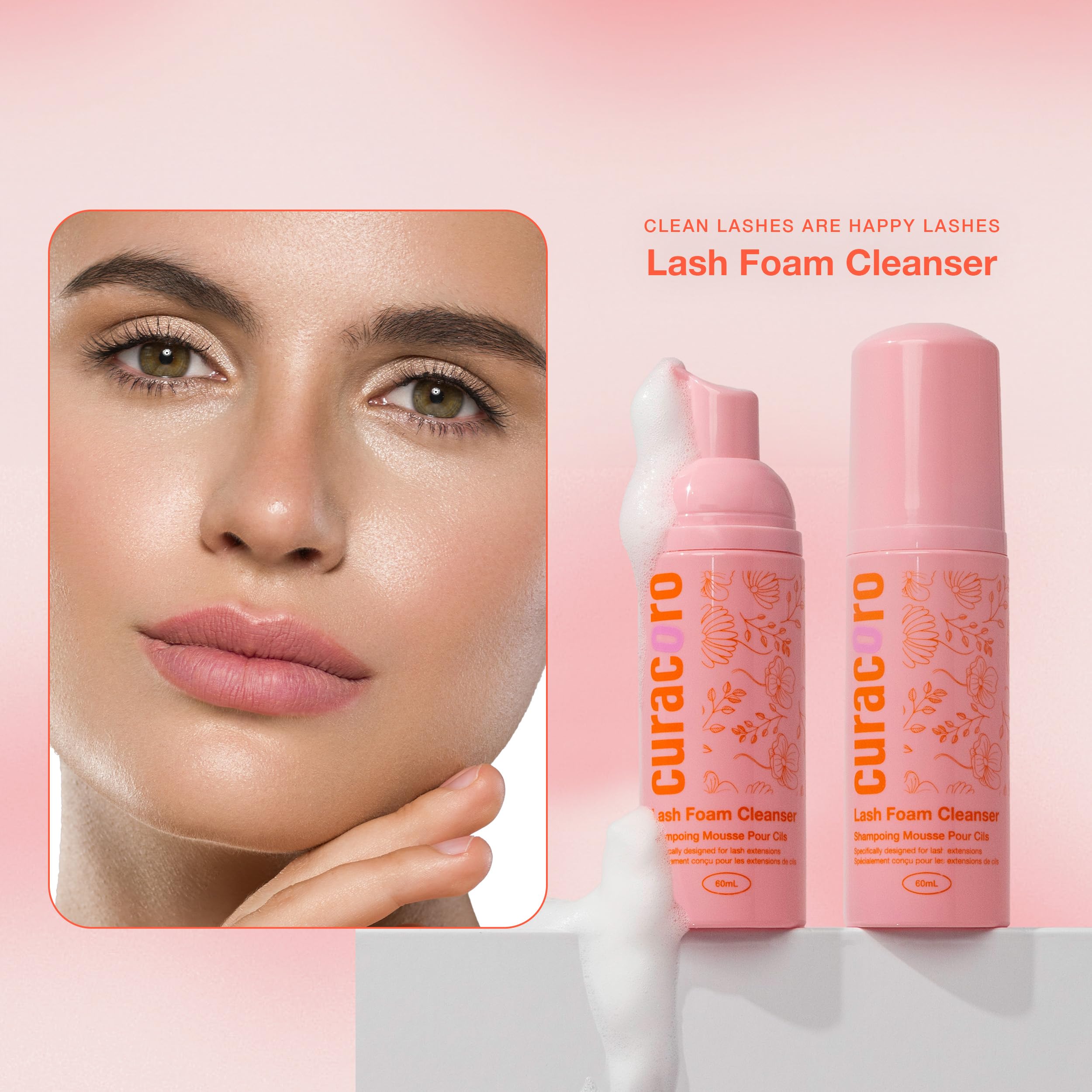 Curacoro waterproof makeup removal shows effective cleanse while protecting lash extensions