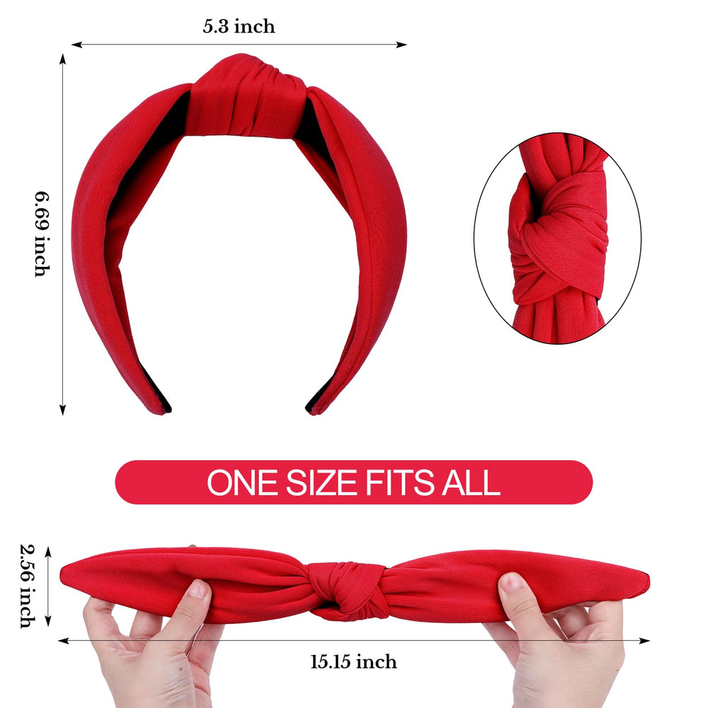 CURASA headbands smooth-touch red fabric with knotted detail for flexible styling.